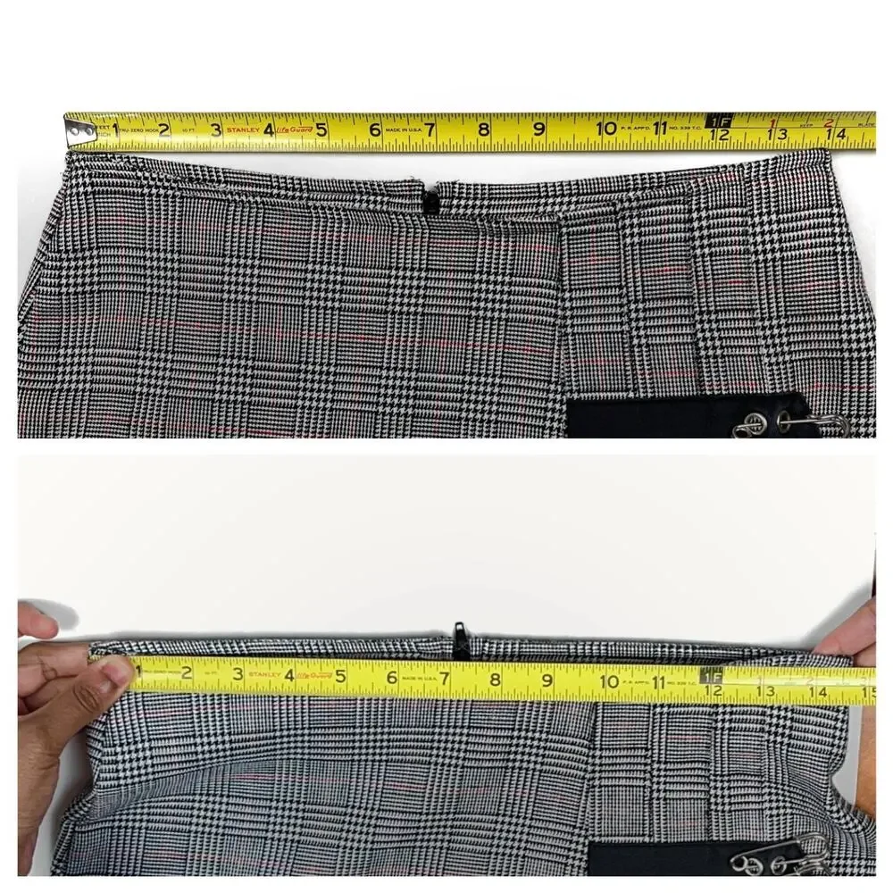 Y2K Serious Los Angeles Plaid Houndstooth Mini Skirt Small Vintage LA Clothing